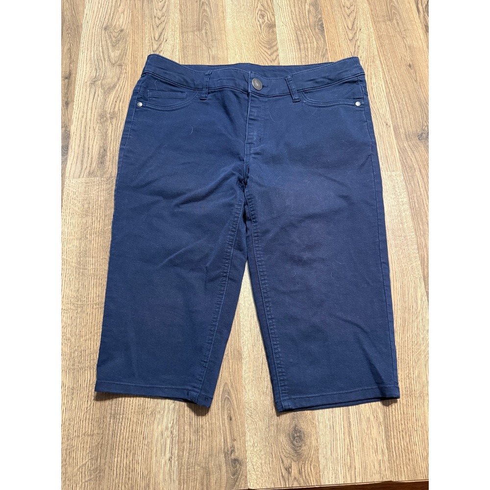 Christopher & Banks Shorts Womens Size 8 Navy Blue Bermuda Stretch Casual